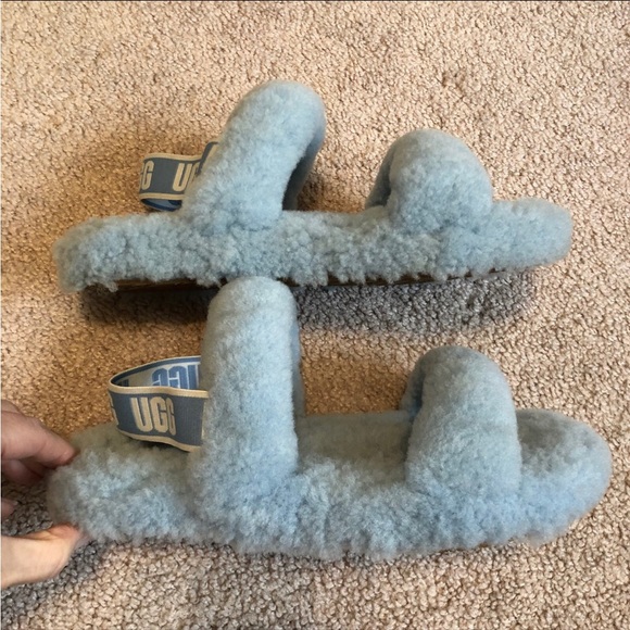 Ugg fluff yeah blue slides girls size 4 - Picture 6 of 7